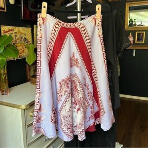 Poleci Silk Red and Purple Patterned Skirt Size 0